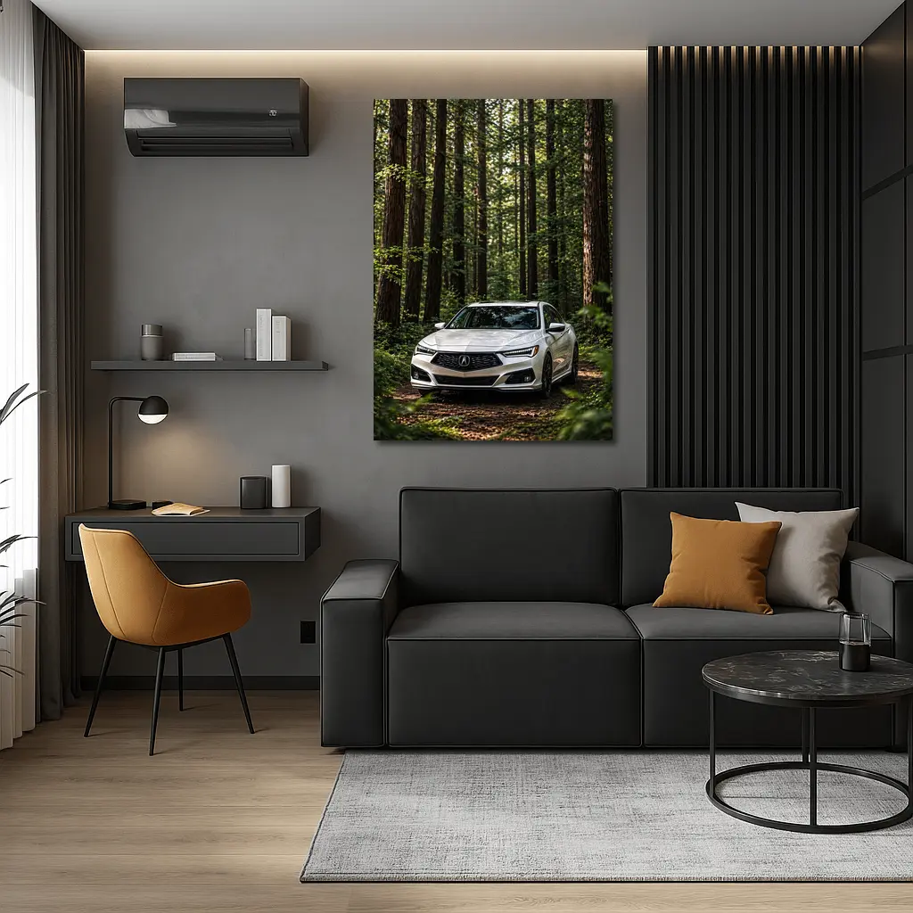Acura TLX White Sedan Forest Setting – Wall Art
