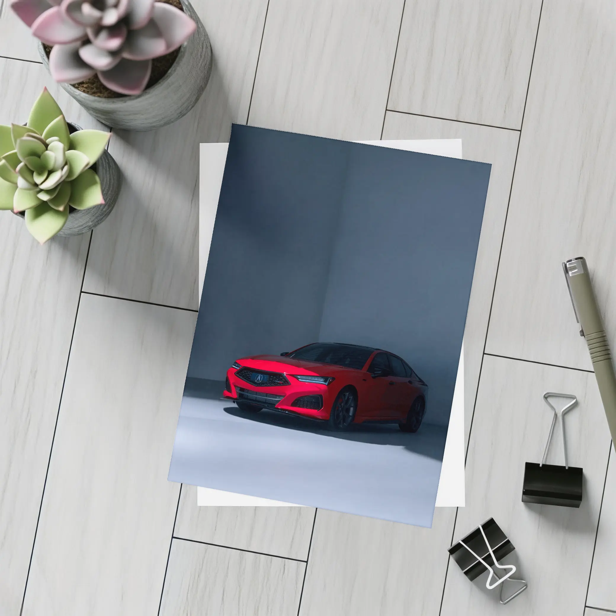 Acura TLX Red Sedan Dark Studio – Postcards