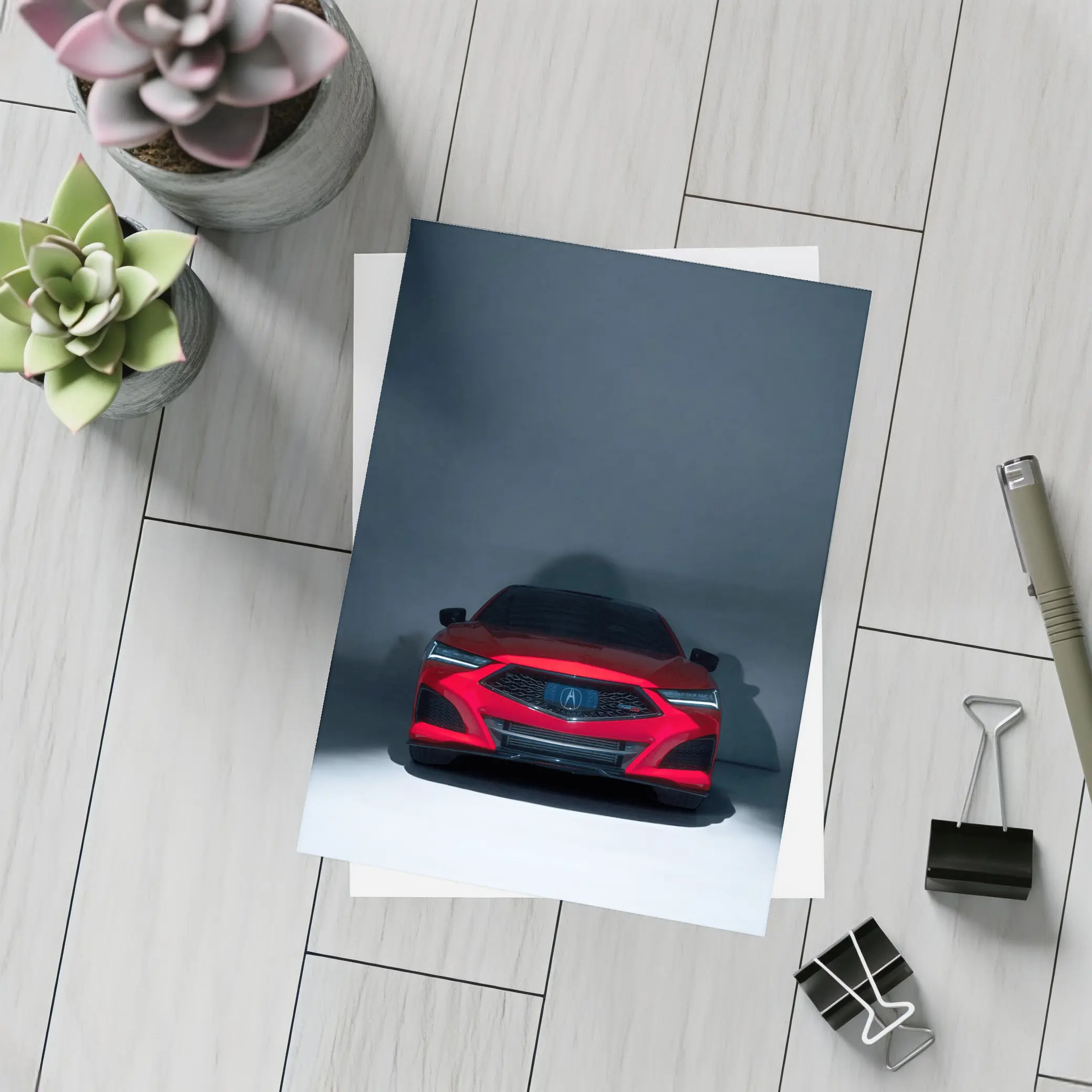 Acura TLX Red Front View Dark Studio – Postcards