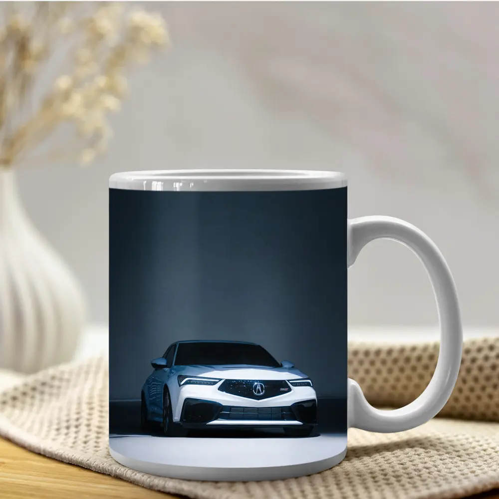 Acura TLX White Car Studio Dark Background – Mugs