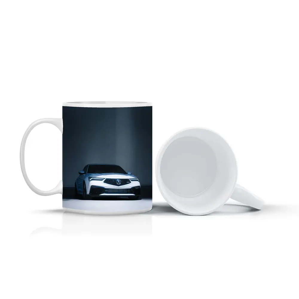 Acura TLX White Car Studio Dark Background – Mugs