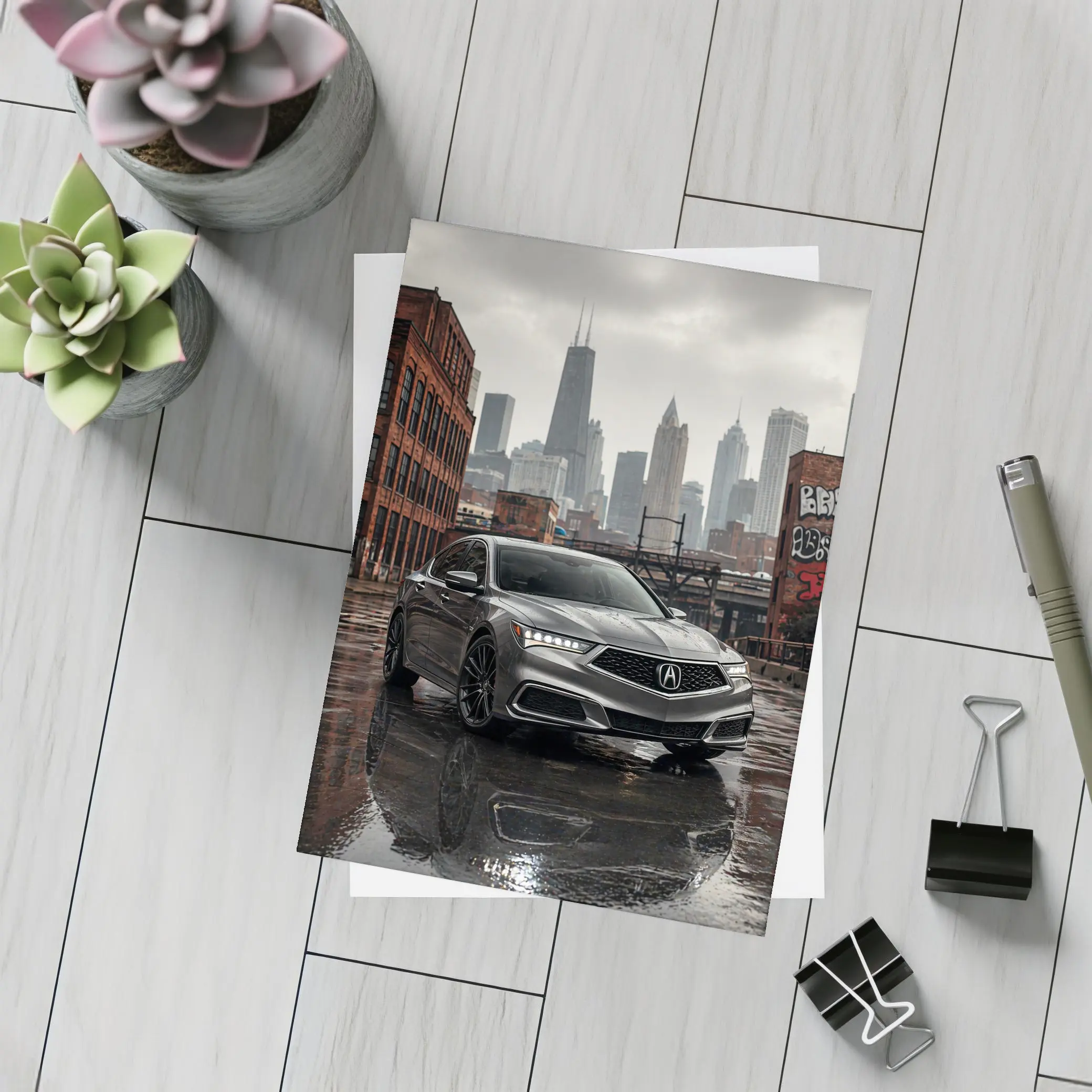 Acura TLX Sedan Rainy City Street – Postcards