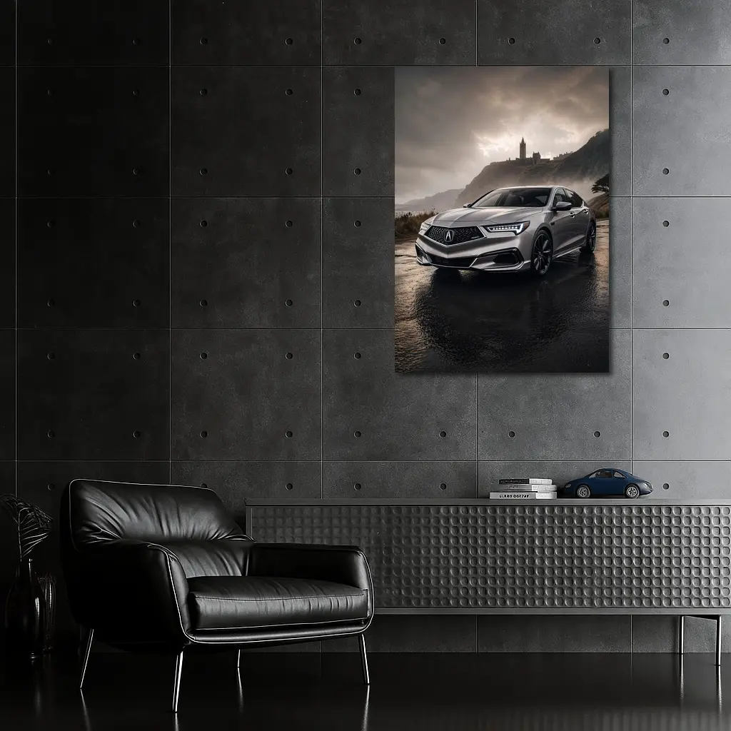 Acura TLX Silver Sedan Stormy Coastal Setting – Wall Art