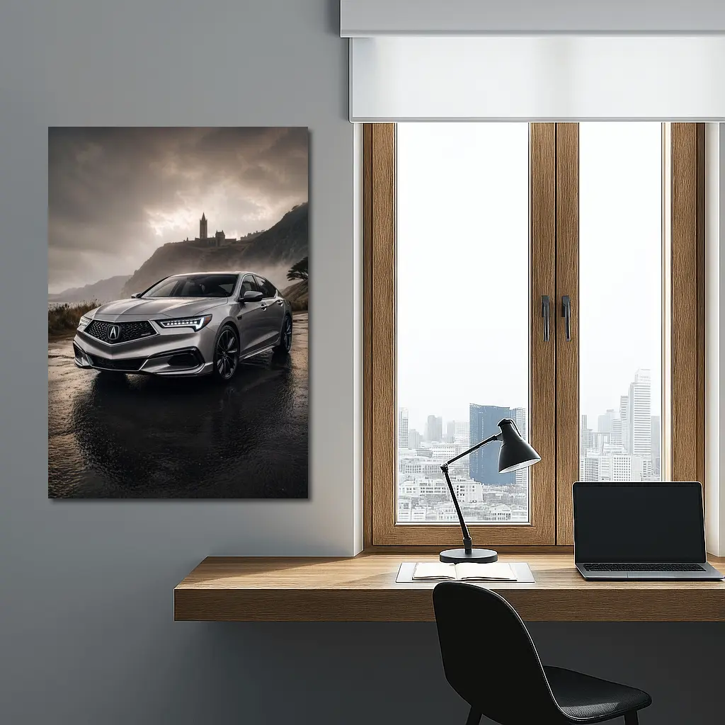 Acura TLX Silver Sedan Stormy Coastal Setting – Wall Art
