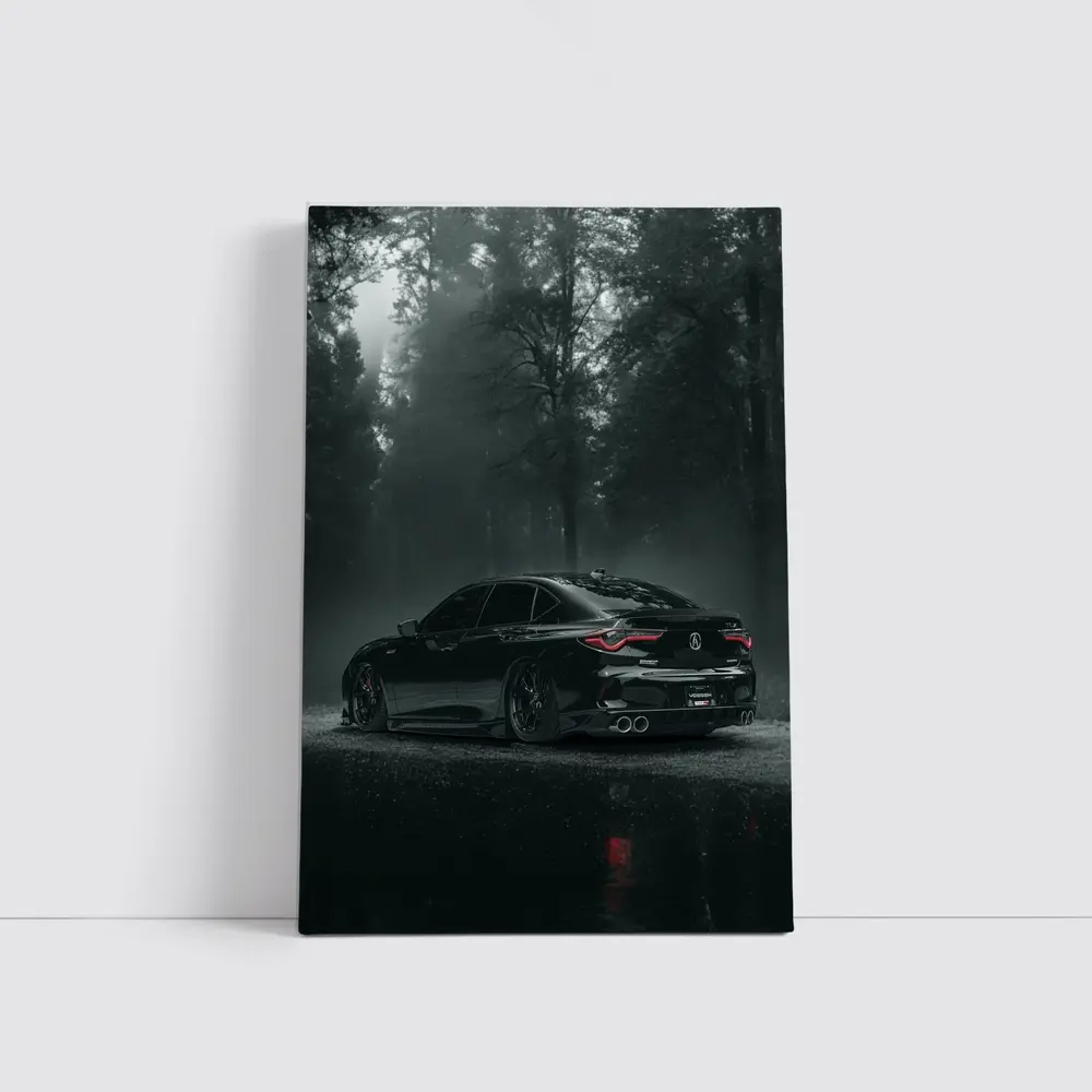 Acura TLX Black Sedan Foggy Forest Night – Wall Art
