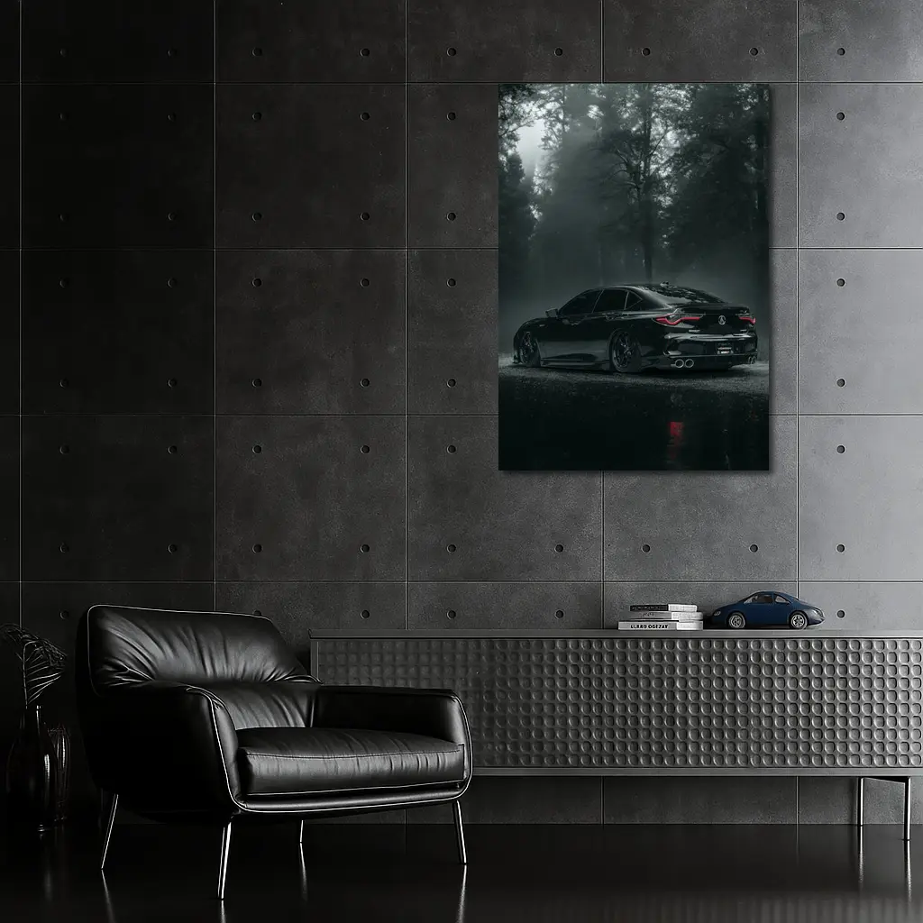 Acura TLX Black Sedan Foggy Forest Night – Wall Art