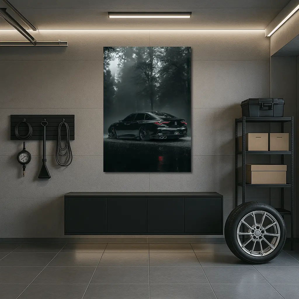 Acura TLX Black Sedan Foggy Forest Night – Wall Art