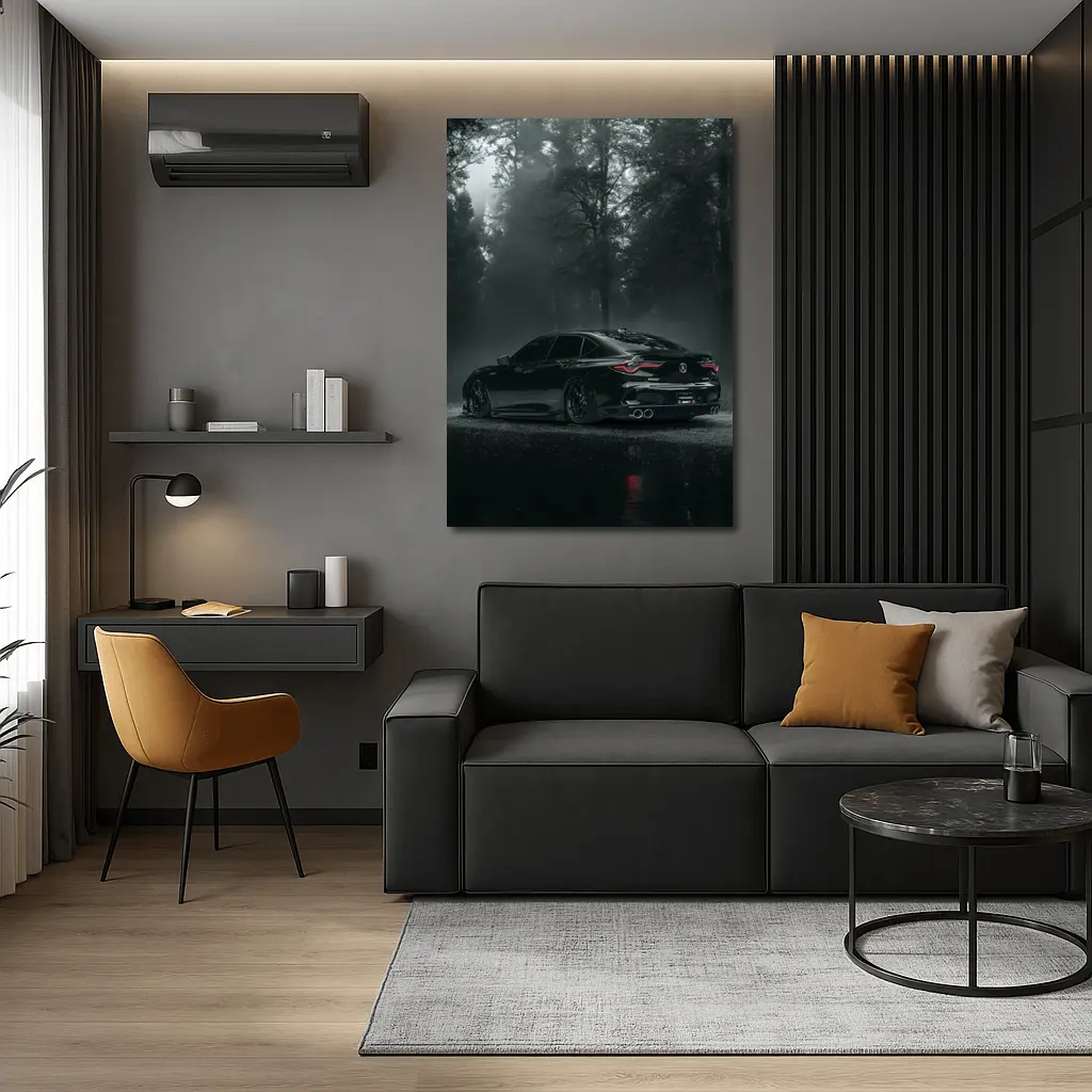 Acura TLX Black Sedan Foggy Forest Night – Wall Art