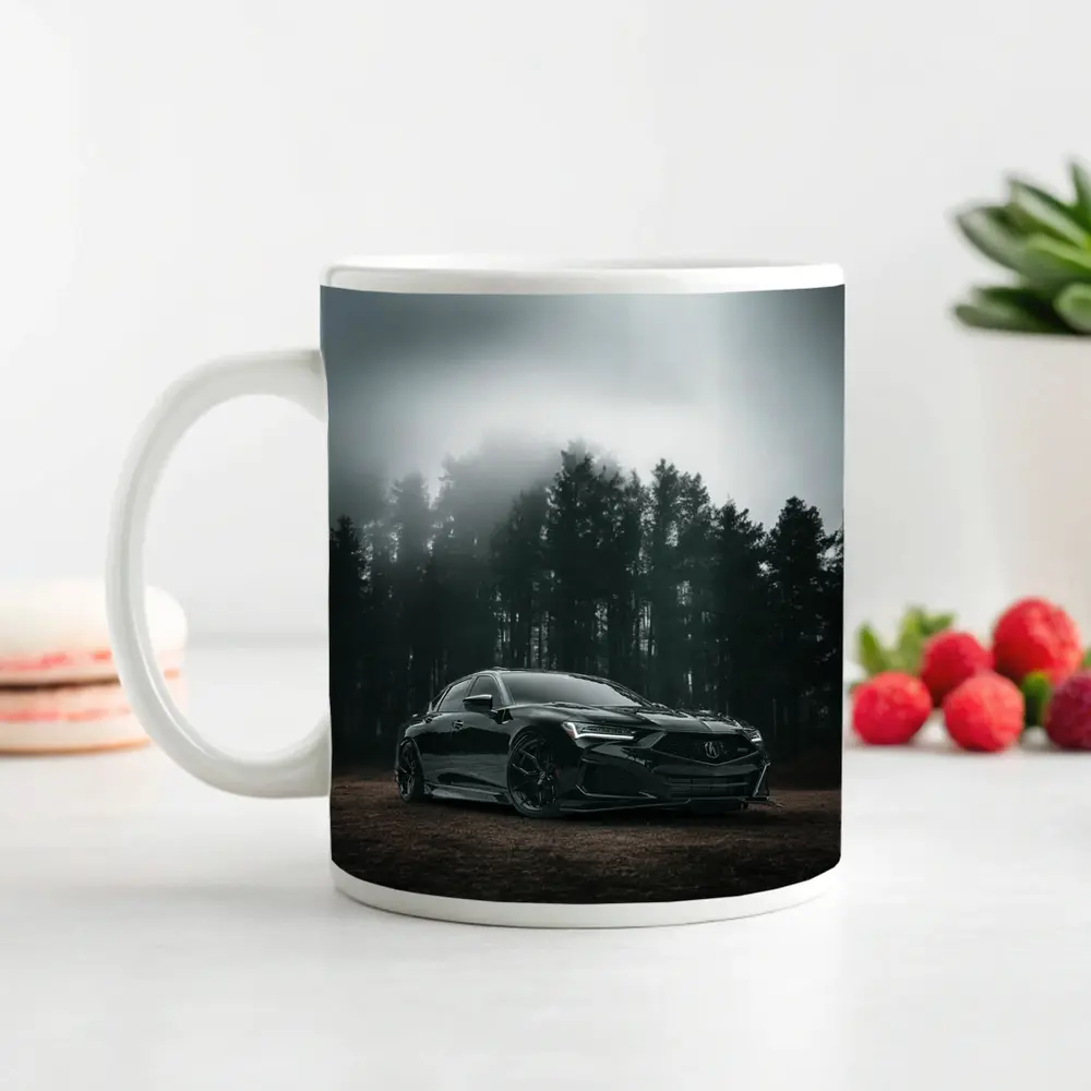 Acura TLX Black Sedan Foggy Forest – Mugs