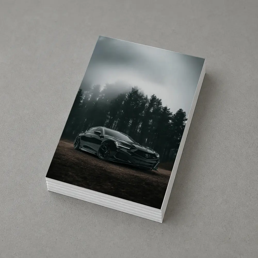 Acura TLX Black Sedan Foggy Forest – Postcards