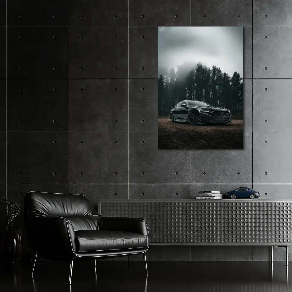 Acura TLX Black Sedan Foggy Forest – Wall Art