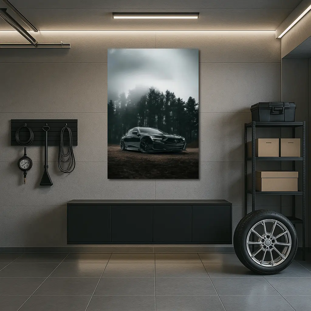 Acura TLX Black Sedan Foggy Forest – Wall Art