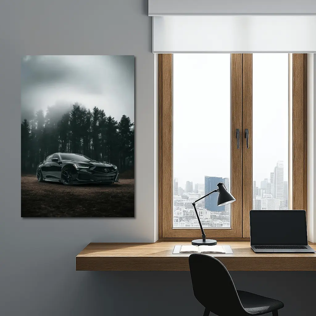 Acura TLX Black Sedan Foggy Forest – Wall Art