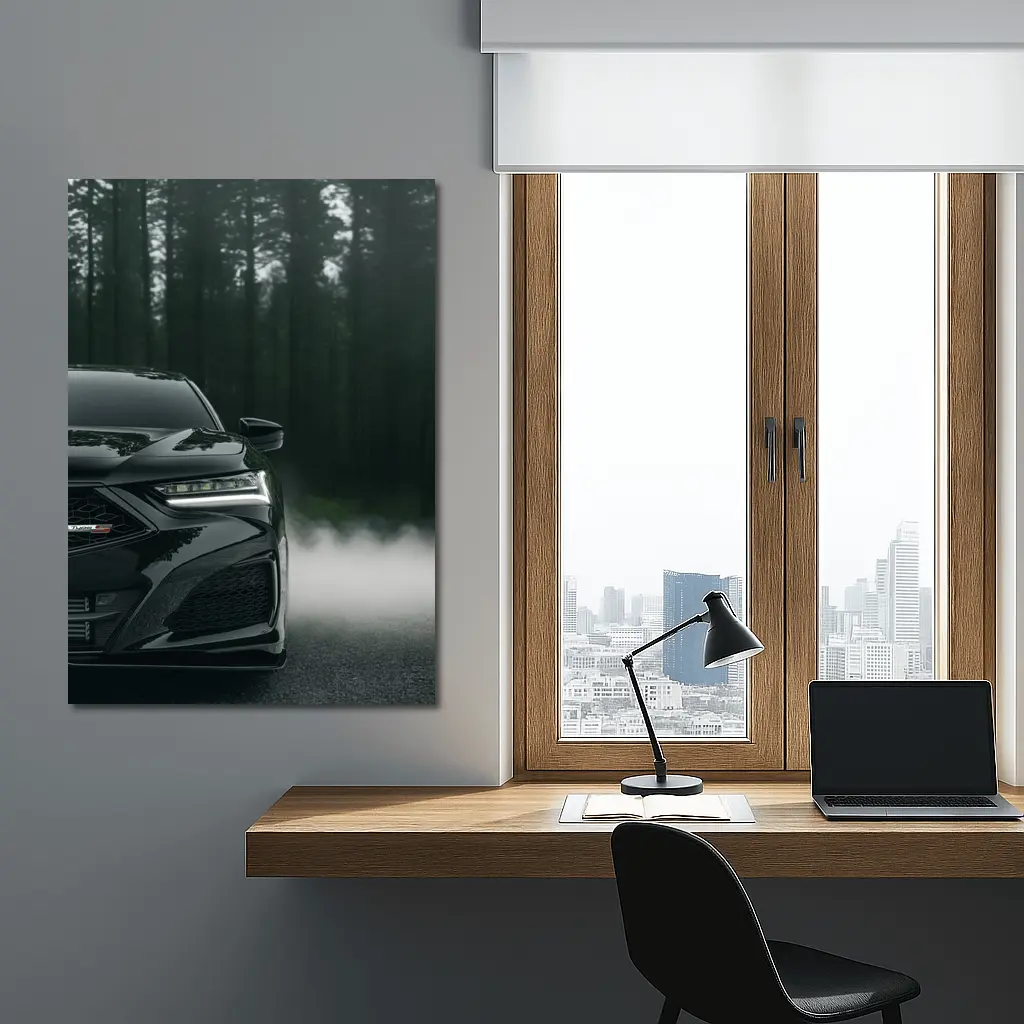 Acura TLX Black Front Misty Forest Road – Wall Art