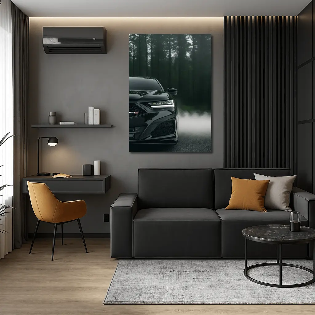 Acura TLX Black Front Misty Forest Road – Wall Art