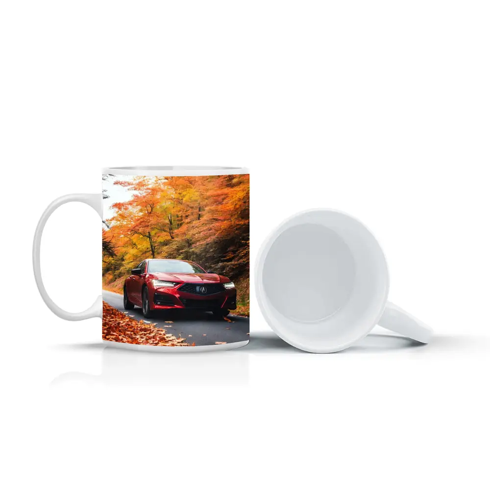 Acura TLX Red Sedan Autumn Forest Road – Mugs