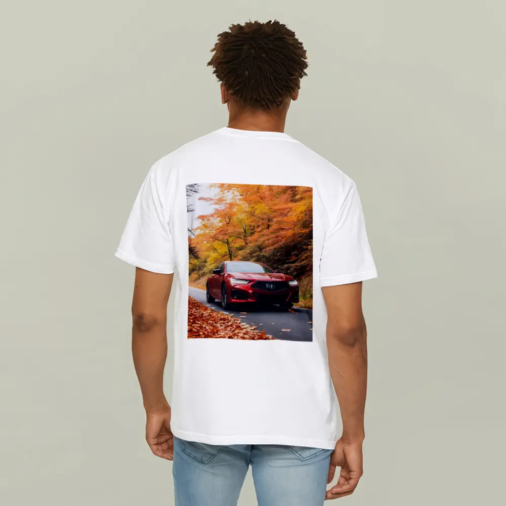 Acura TLX Red Sedan Autumn Forest Road – T-Shirts