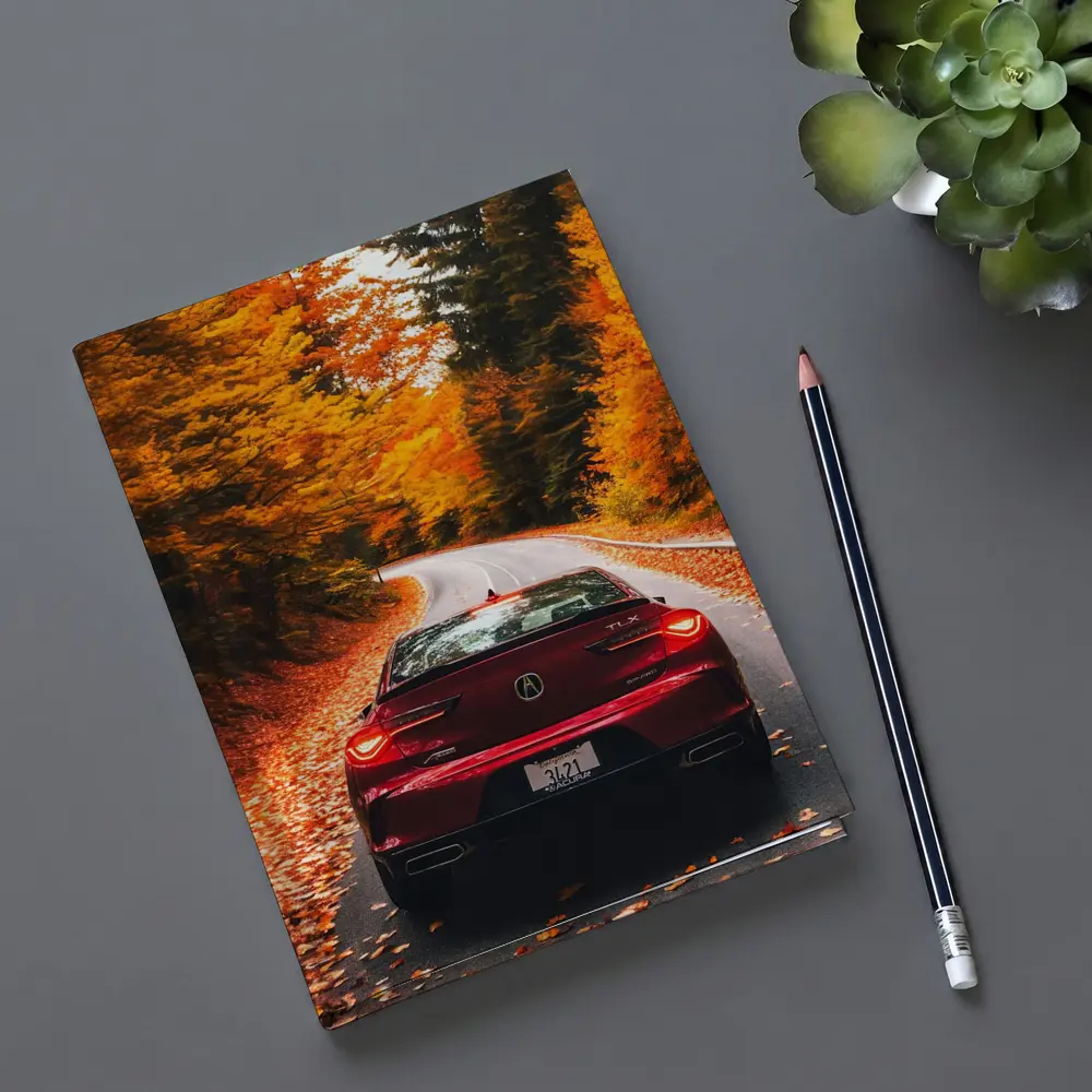 Acura TLX Red Car Autumn Forest Road – Notebooks
