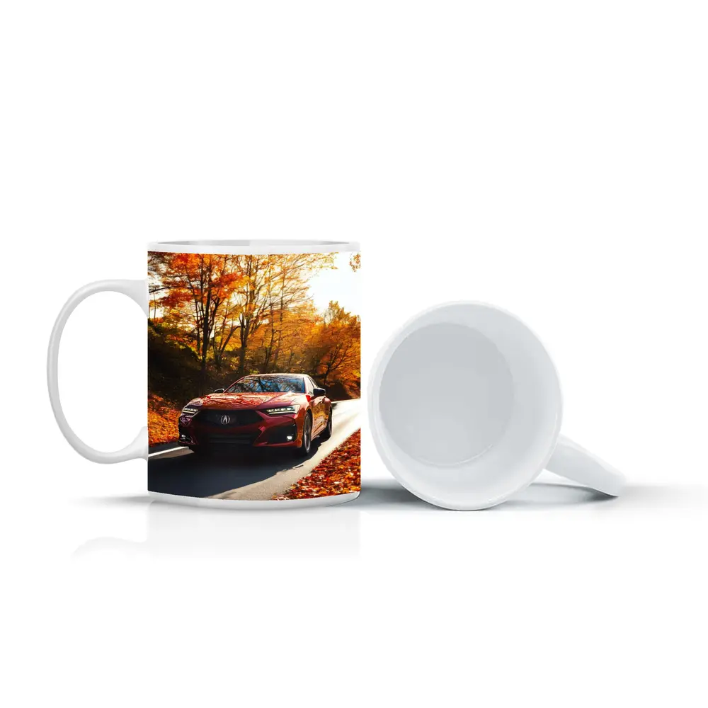 Acura TLX Red Sedan Autumn Forest Road – Mugs