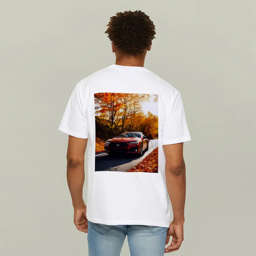 Acura TLX Red Sedan Autumn Forest Road – T-Shirts
