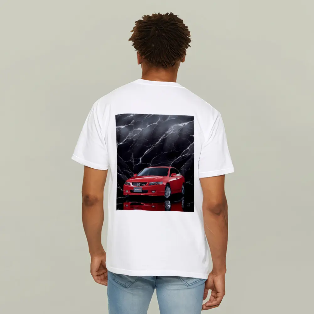Acura TSX Red Car Black Marble Background – T-Shirts