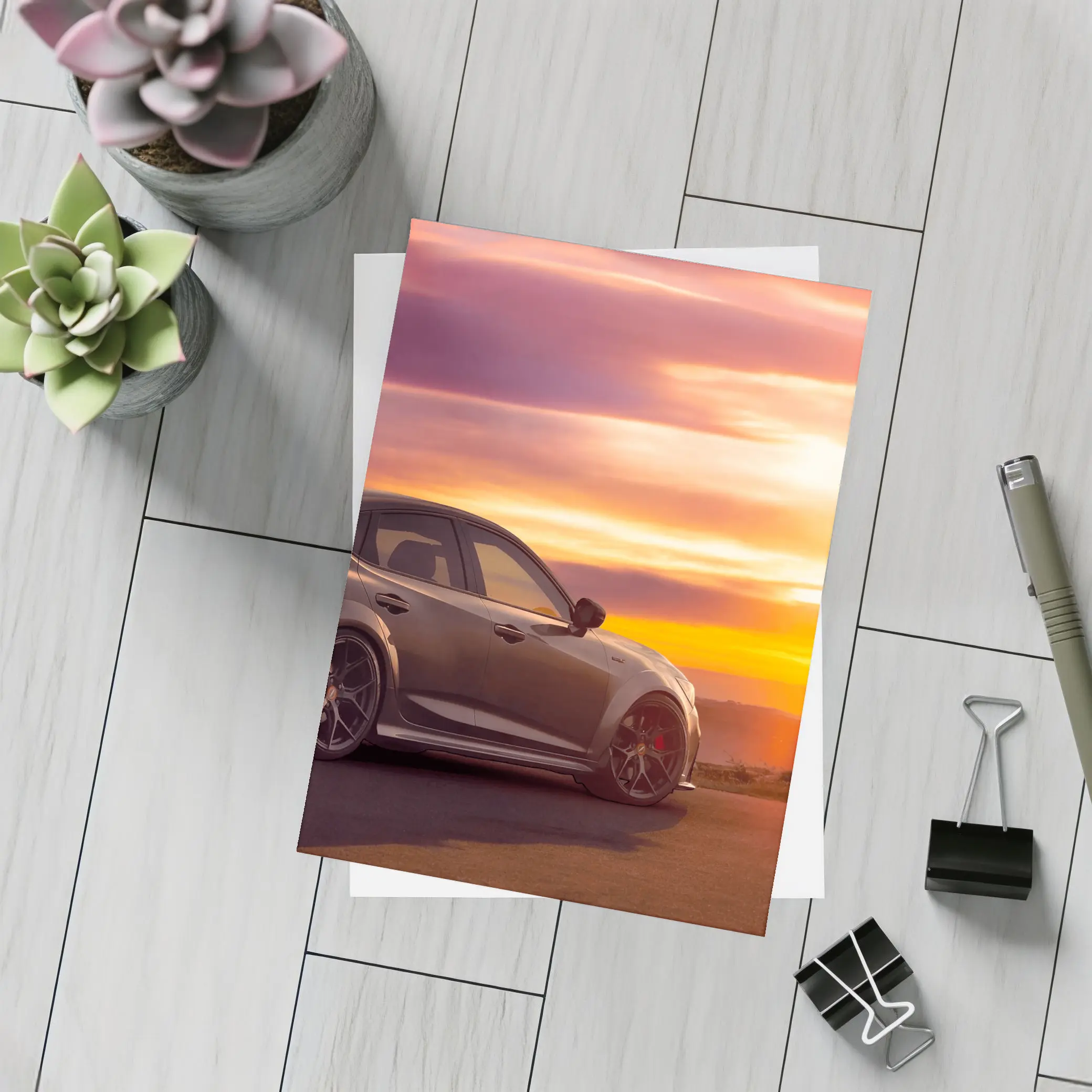 Acura Type S Sedan Golden Sunset Sky – Postcards