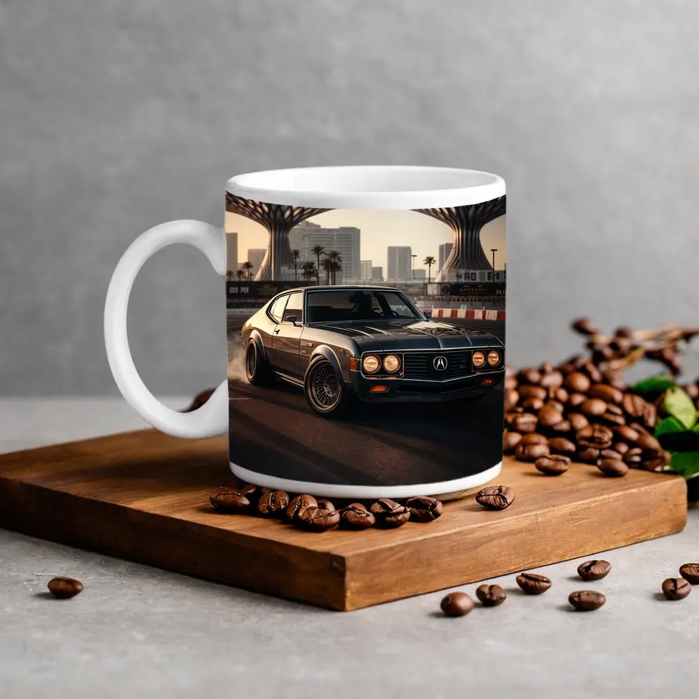 Acura Classic Coupe Drifting City Backdrop – Mugs