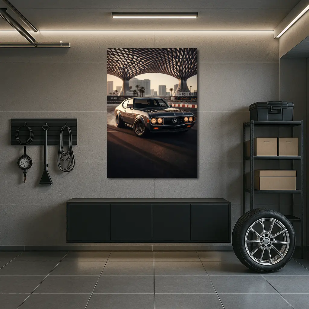 Acura Classic Coupe Drifting City Backdrop – Wall Art