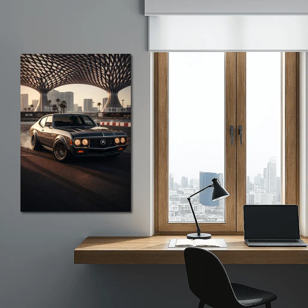 Acura Classic Coupe Drifting City Backdrop – Wall Art