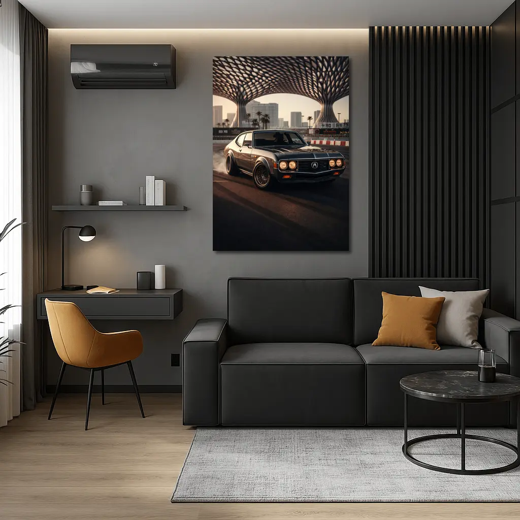 Acura Classic Coupe Drifting City Backdrop – Wall Art