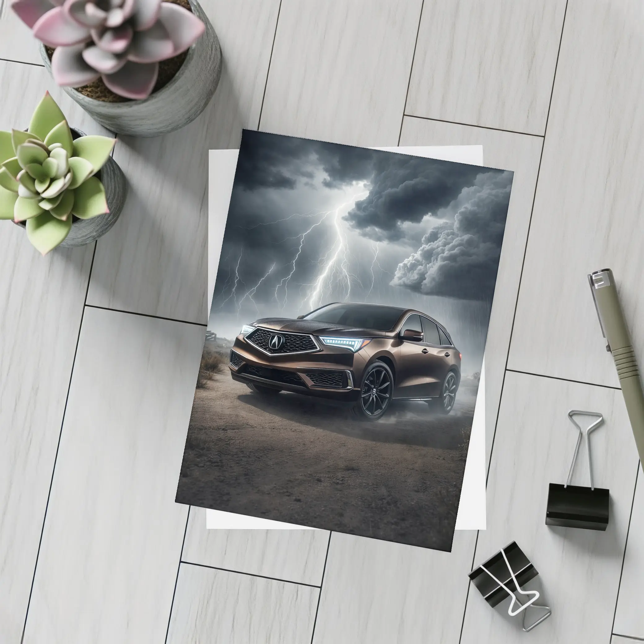Acura MDX Storm Dark Dramatic Sky – Postcards