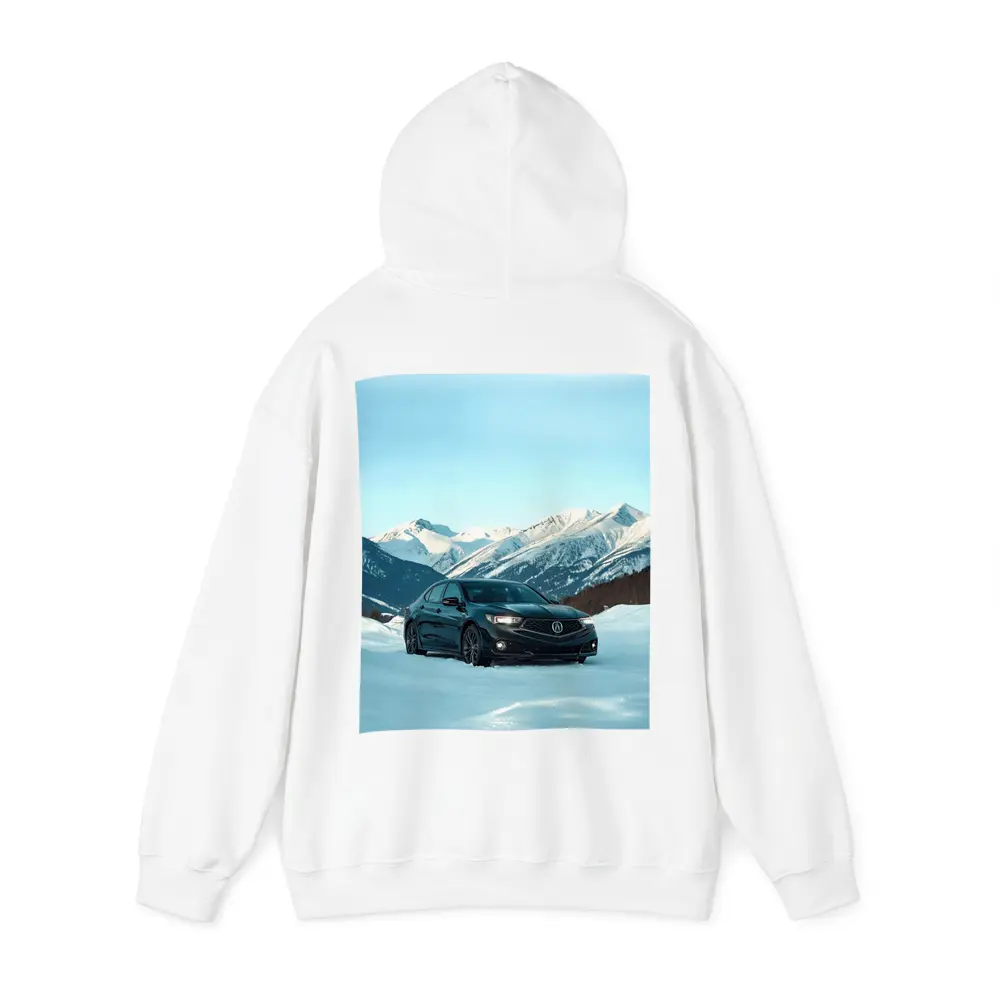 Acura TLX Black Sedan Snowy Mountain Backdrop – Hoodies