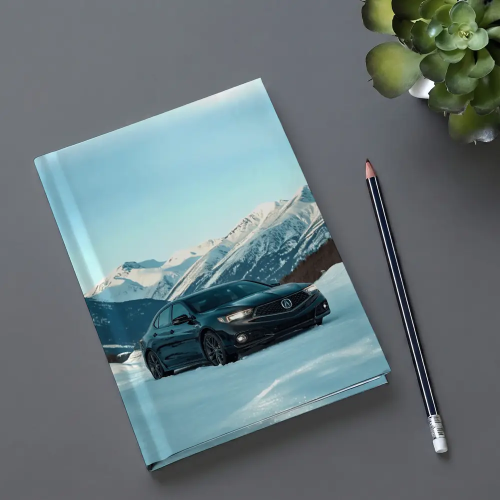 Acura TLX Black Sedan Snowy Mountain Backdrop – Notebooks