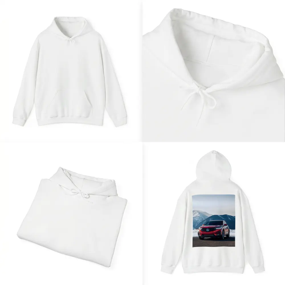 Acura RDX Red SUV Snowy Mountain Background – Hoodies