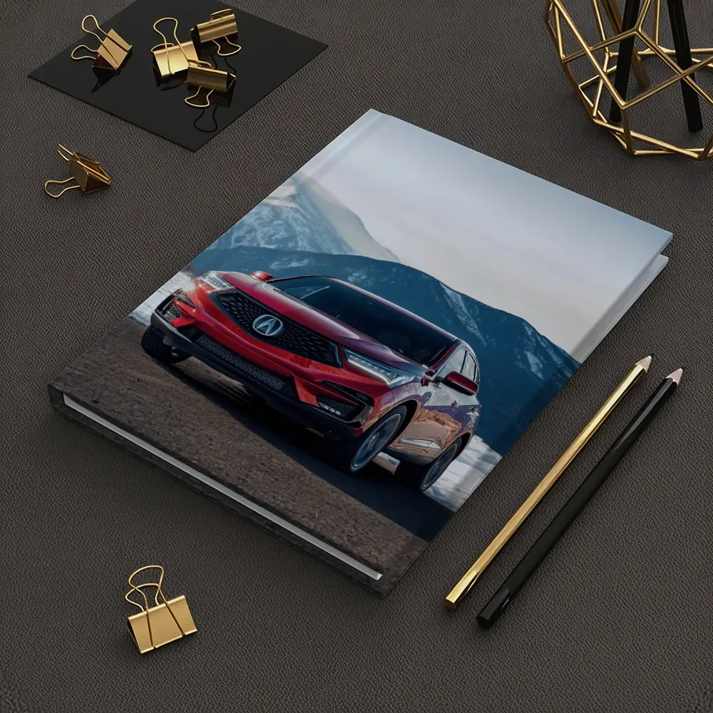 Acura RDX Red SUV Snowy Mountain Background – Notebooks