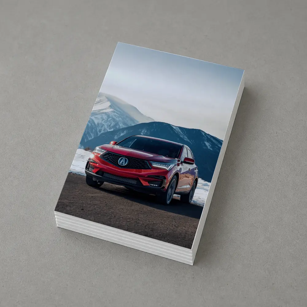 Acura RDX Red SUV Snowy Mountain Background – Postcards