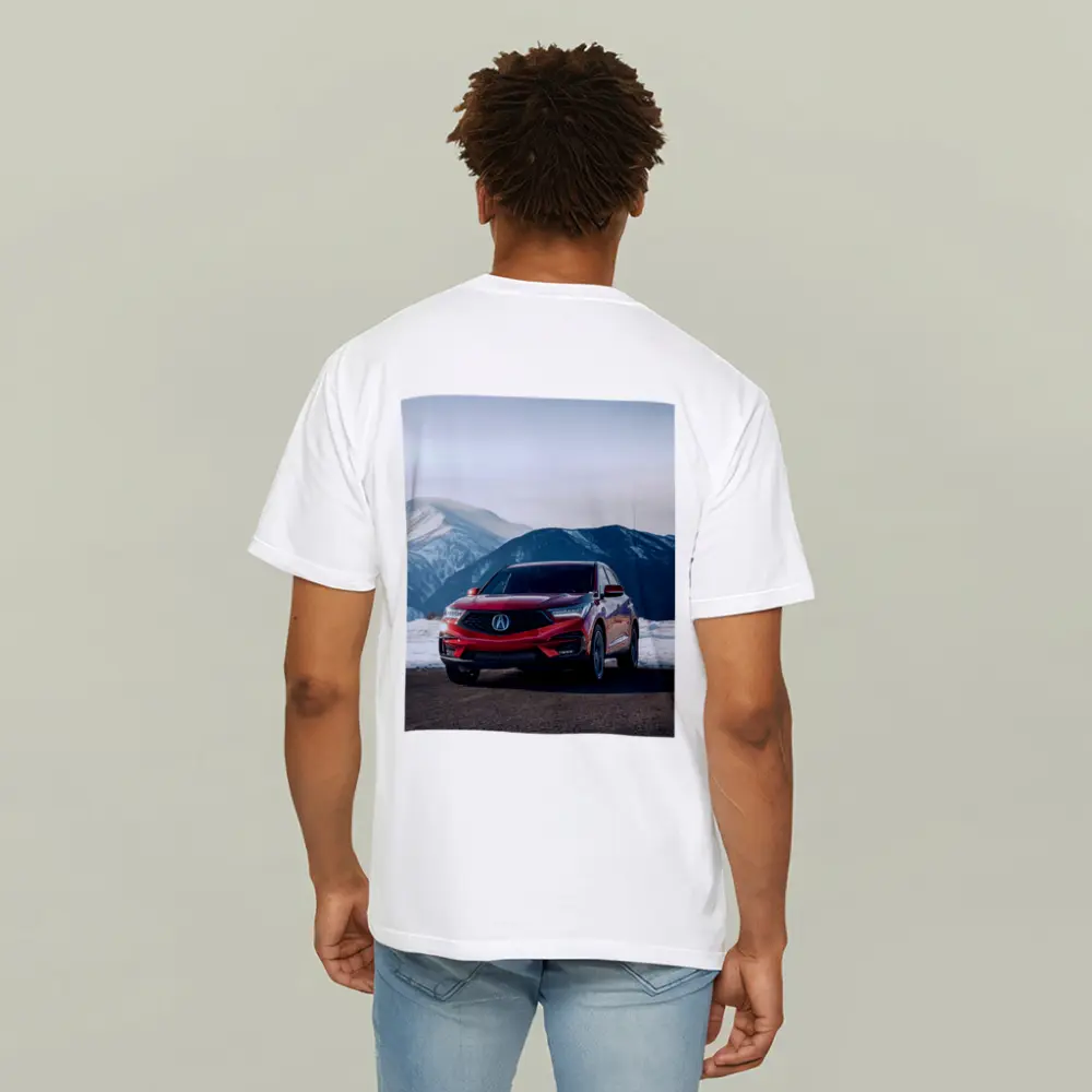 Acura RDX Red SUV Snowy Mountain Background – T-Shirts