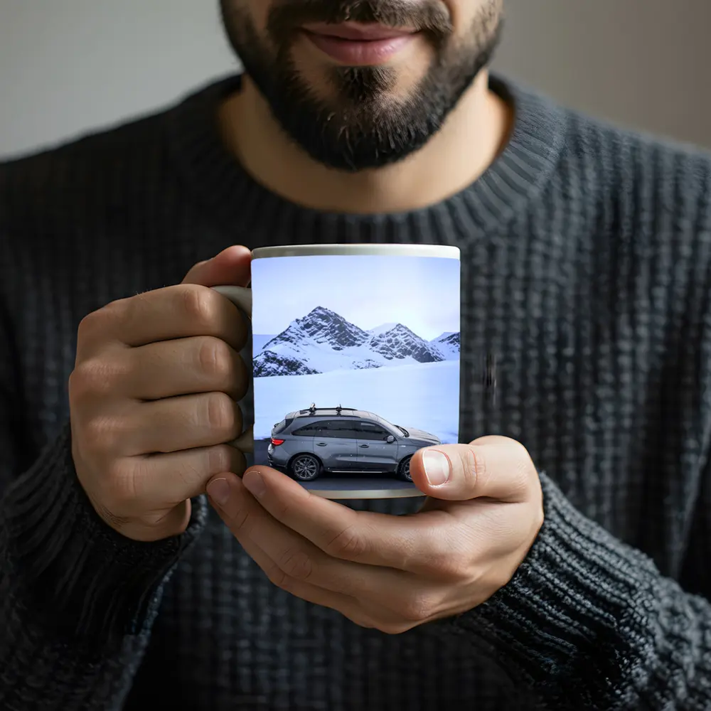 Acura MDX Gray SUV Snowy Mountain Backdrop – Mugs