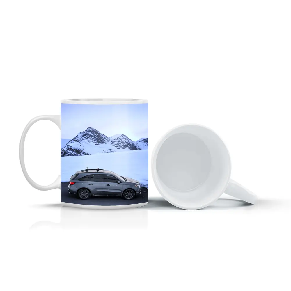 Acura MDX Gray SUV Snowy Mountain Backdrop – Mugs