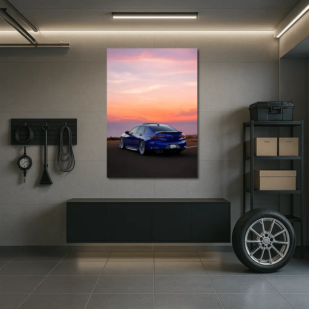Acura TLX Blue Sedan Sunset Sky – Wall Art
