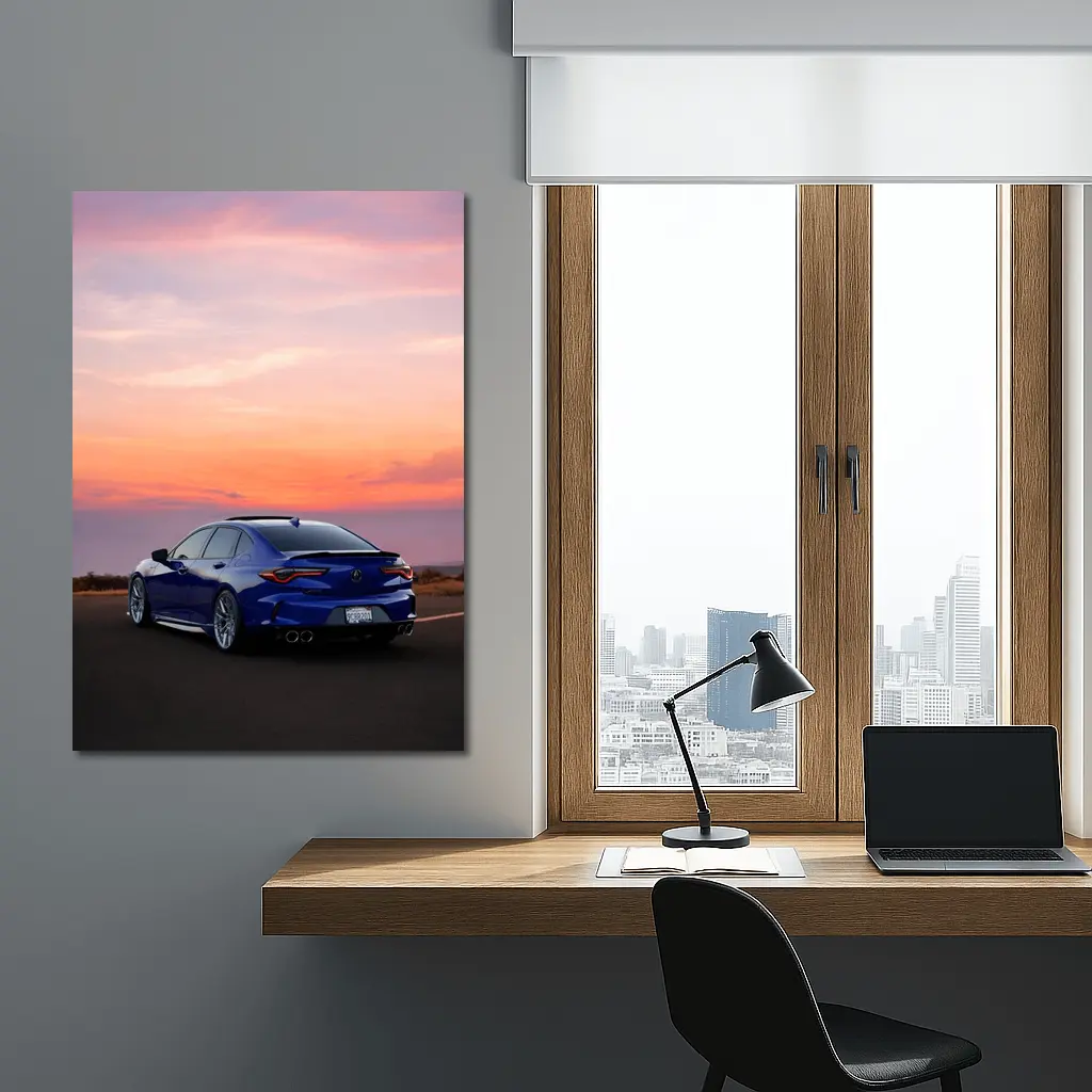 Acura TLX Blue Sedan Sunset Sky – Wall Art