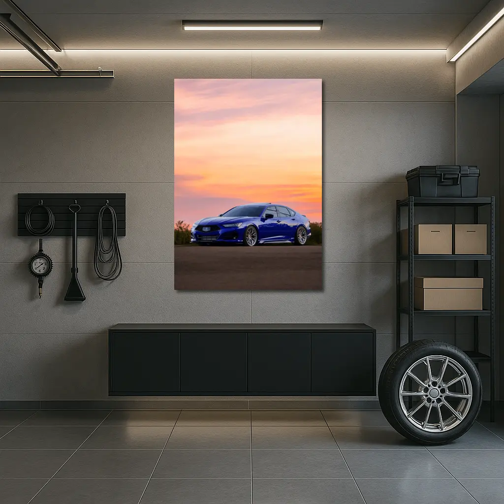 Acura TLX Blue Sedan Sunset Sky – Wall Art
