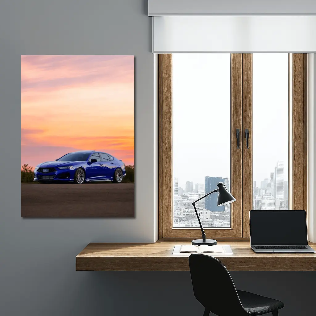 Acura TLX Blue Sedan Sunset Sky – Wall Art