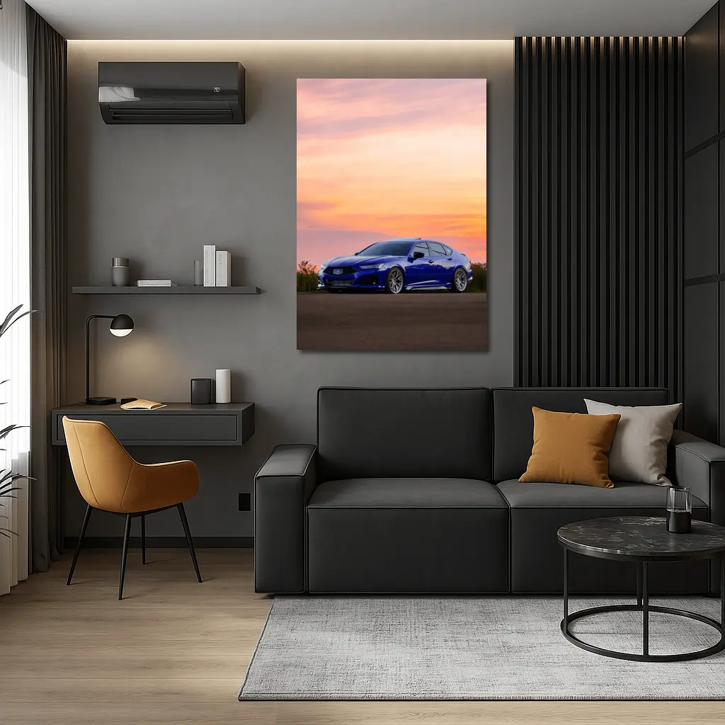 Acura TLX Blue Sedan Sunset Sky – Wall Art
