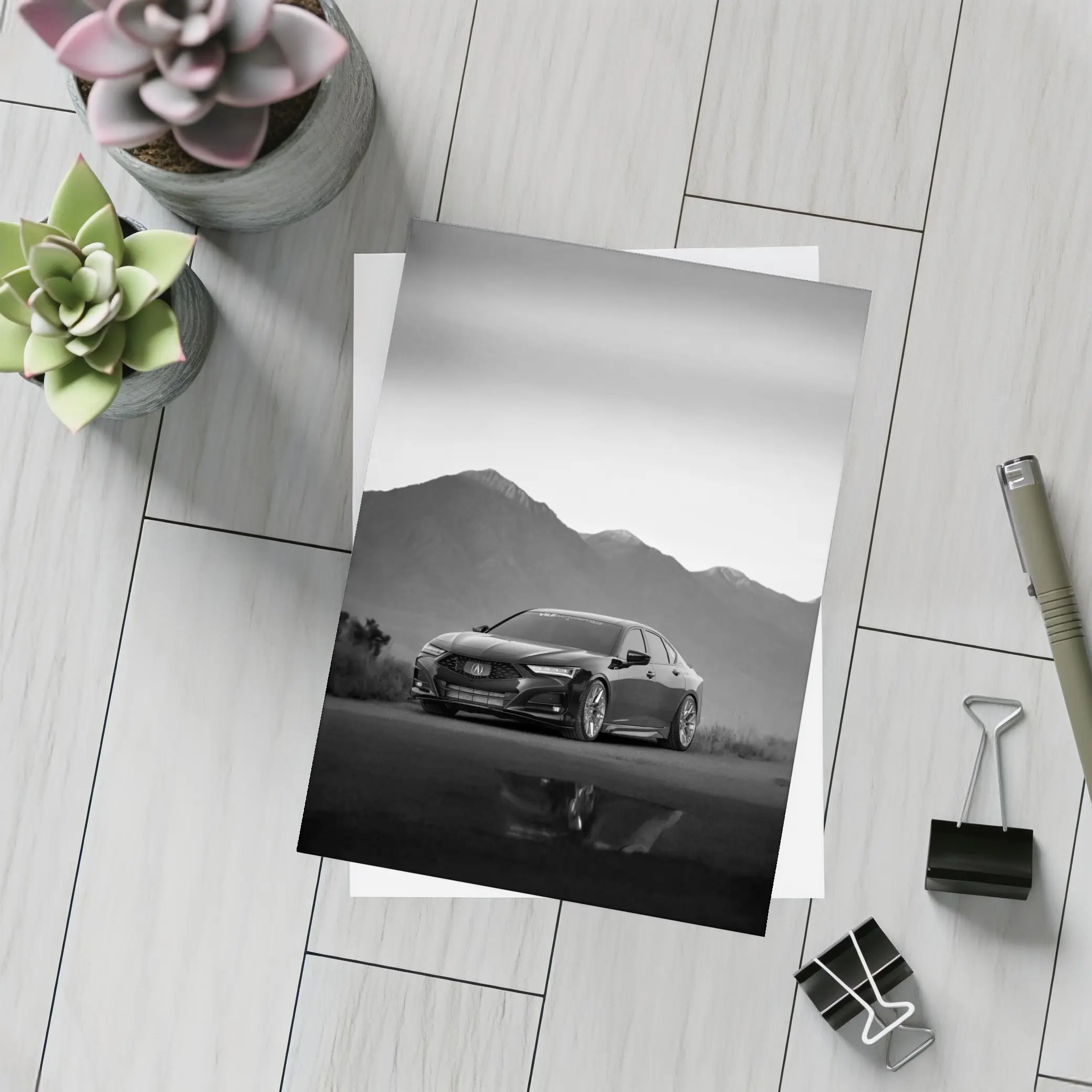 Acura TLX Black Sedan Mountain Dusk – Postcards