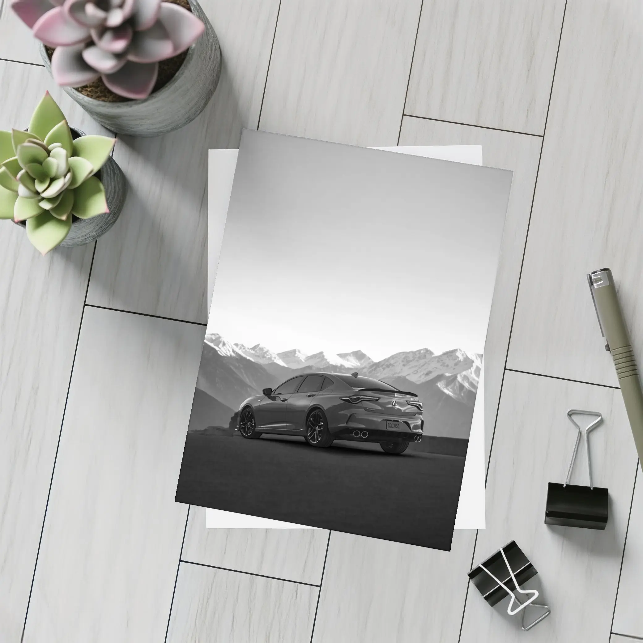 Acura TLX Black White Mountain Range – Postcards