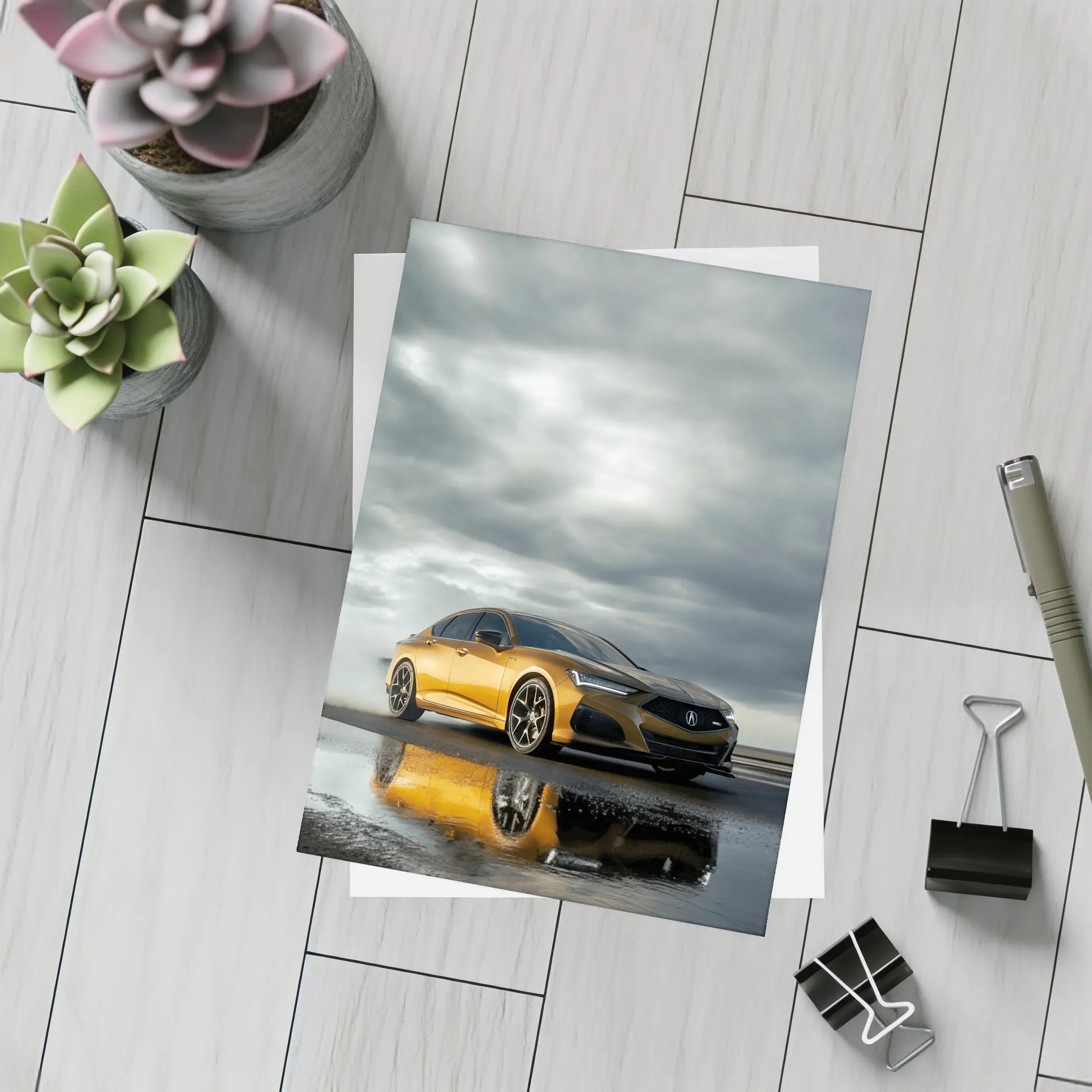 Acura TLX Gold Sedan Stormy Sky – Postcards
