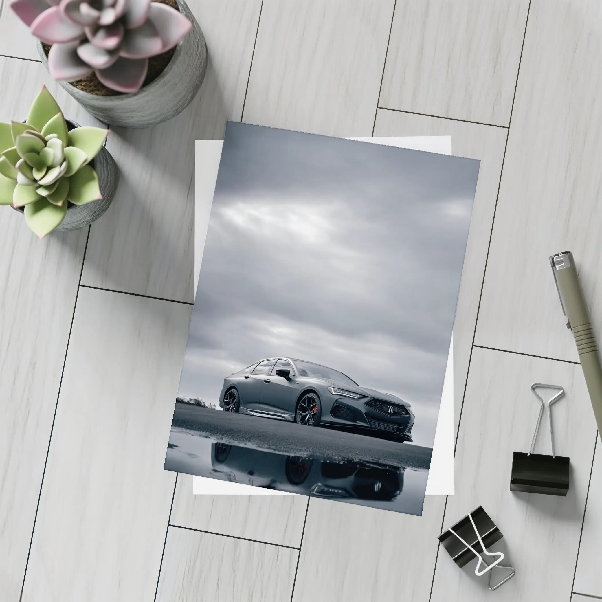 Acura TLX Matte Gray Cloudy Sky Reflection – Postcards