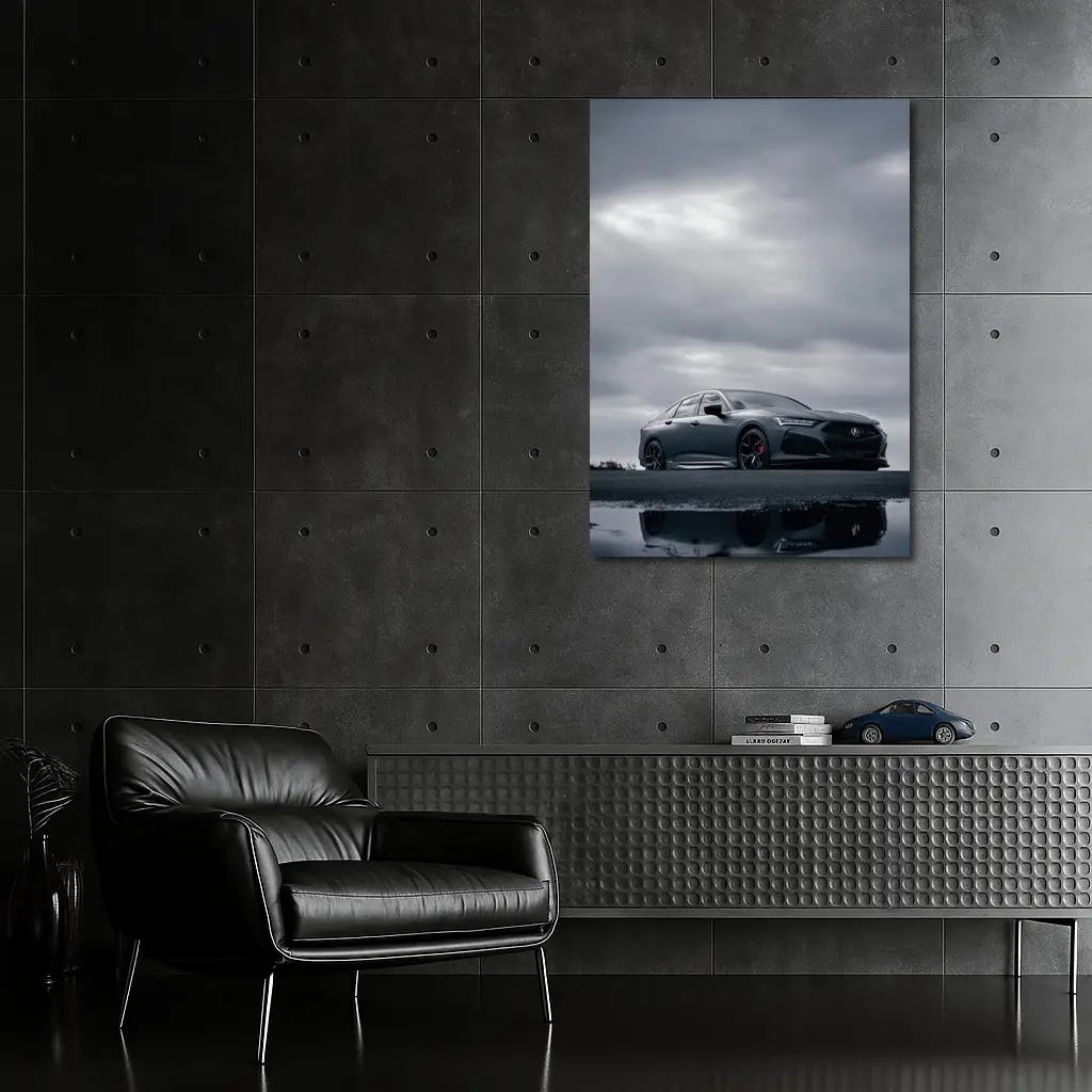 Acura TLX Matte Gray Cloudy Sky Reflection – Wall Art