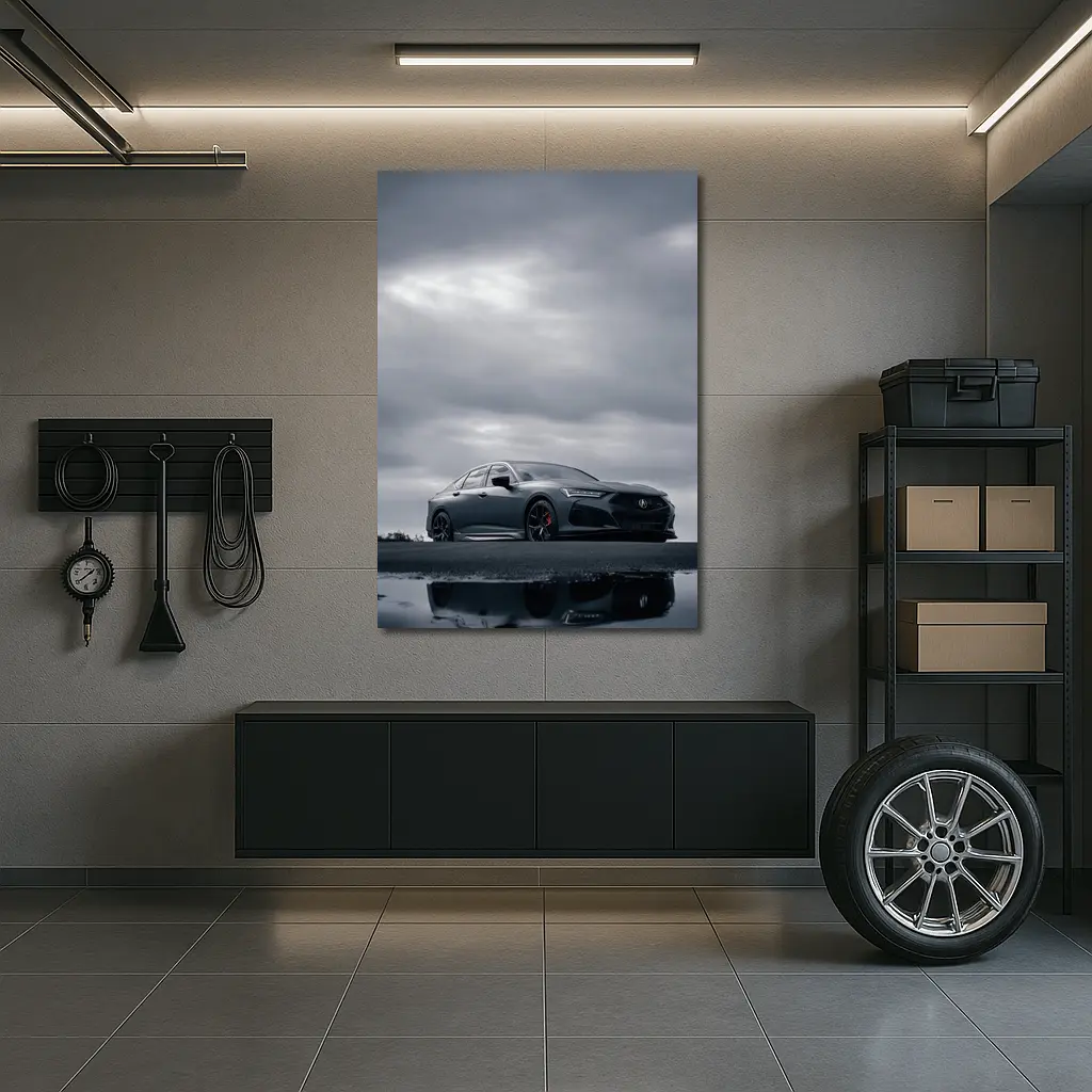 Acura TLX Matte Gray Cloudy Sky Reflection – Wall Art